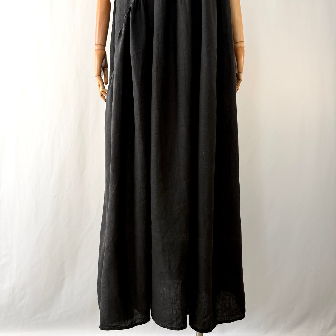 Ricorrrobe Black Linen Asymmetric Maxi Dress – Size S