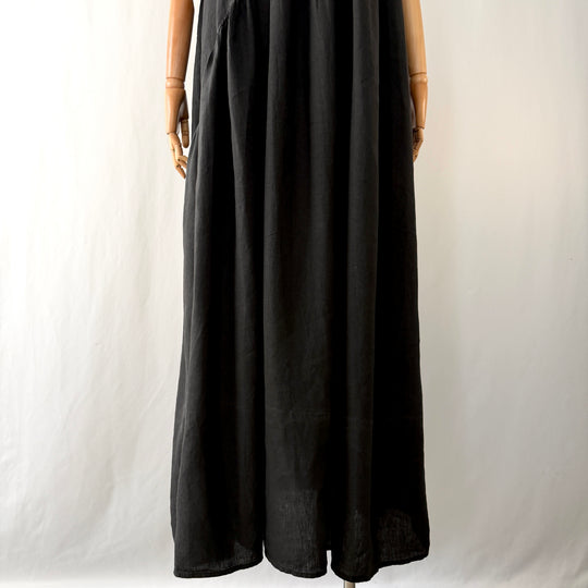 Ricorrrobe Black Linen Asymmetric Maxi Dress – Size S