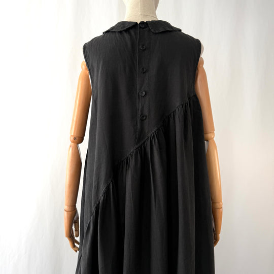 Ricorrrobe Black Linen Asymmetric Maxi Dress – Size S