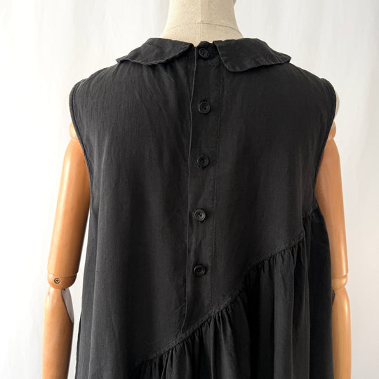 Ricorrrobe Black Linen Asymmetric Maxi Dress – Size S