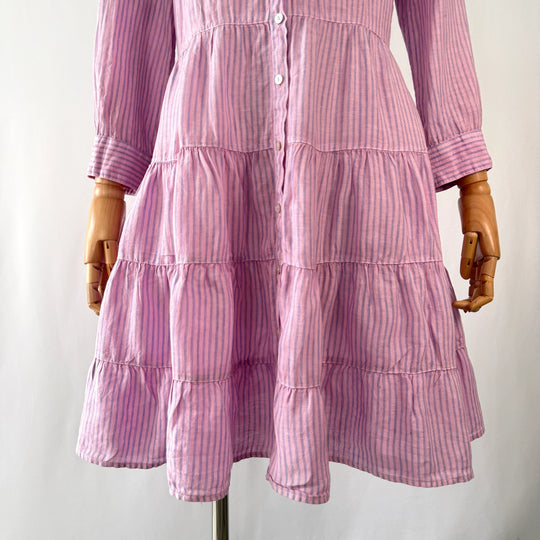120% LINO Pink/Blue Linen Dress