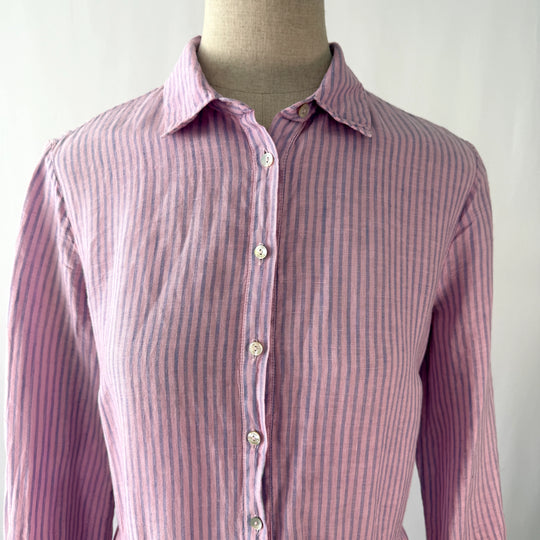 120% LINO Pink/Blue Linen Dress