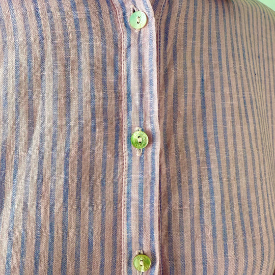 120% LINO Pink/Blue Linen Dress