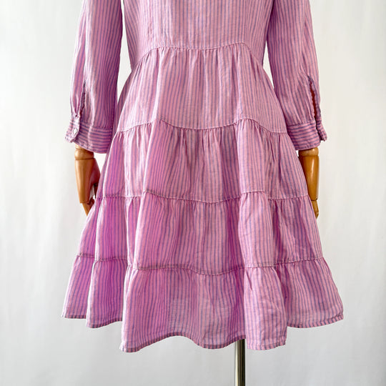 120% LINO Pink/Blue Linen Dress