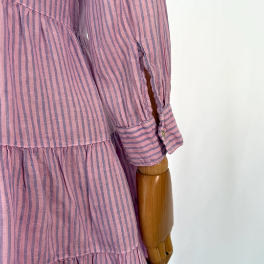 120% LINO Pink/Blue Linen Dress