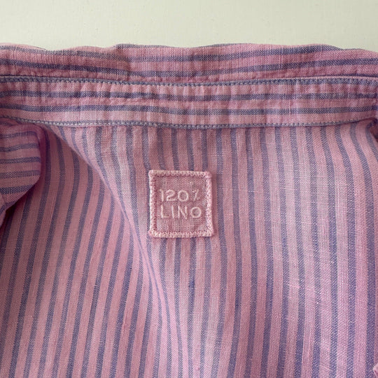 120% LINO Pink/Blue Linen Dress