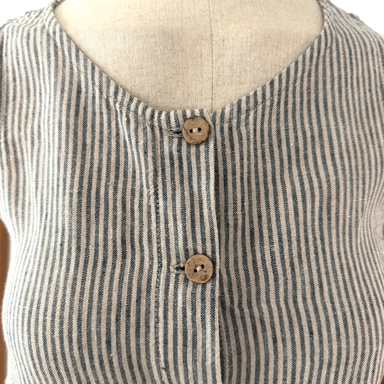 not PERFECT LINEN 100% Linen Striped Culotte Jumpsuit / Romper