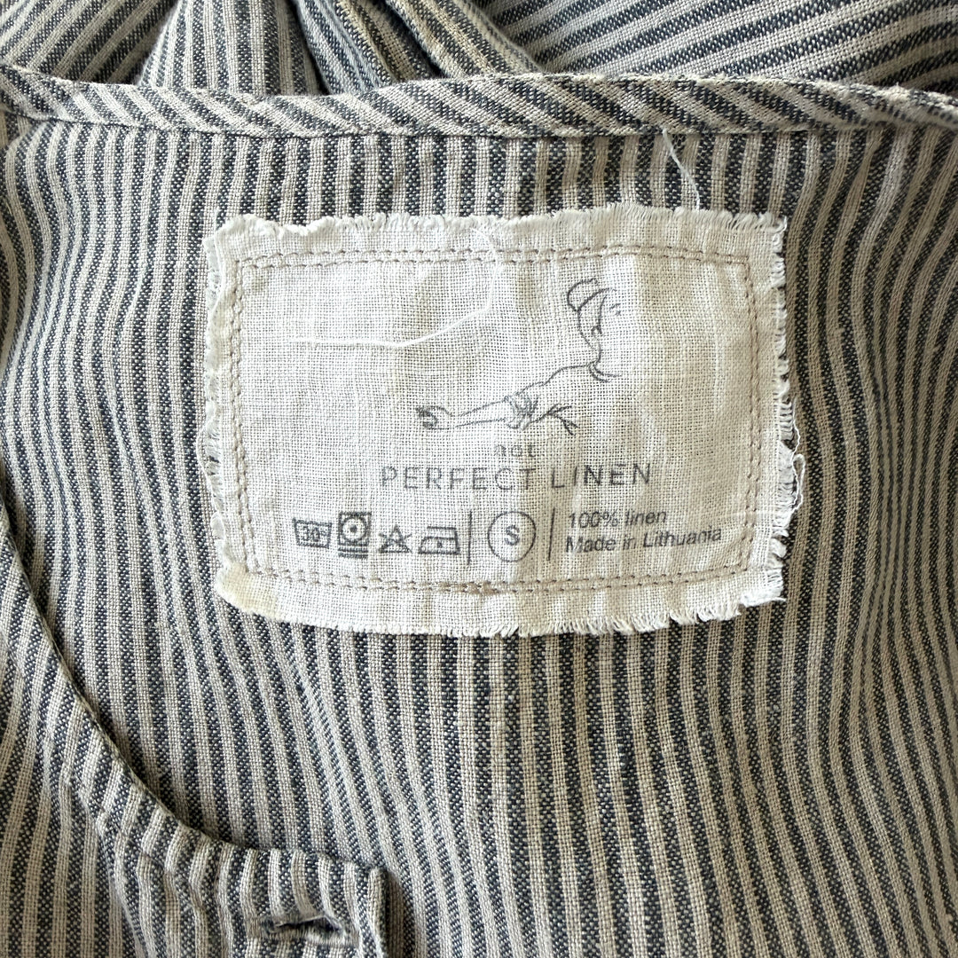 not PERFECT LINEN 100% Linen Striped Culotte Jumpsuit / Romper