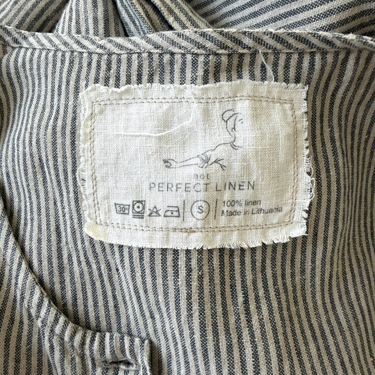 not PERFECT LINEN 100% Linen Striped Culotte Jumpsuit / Romper