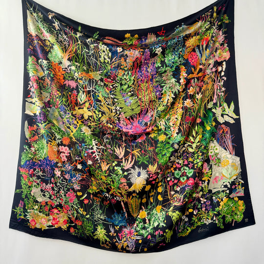 FABRIC FRONTLINE FLORA by Hermann Stocki 90s Large Silk Scarf