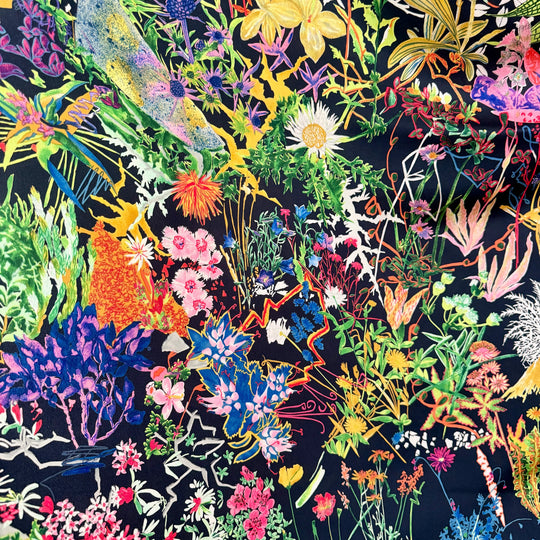 FABRIC FRONTLINE FLORA by Hermann Stocki 90s Large Silk Scarf