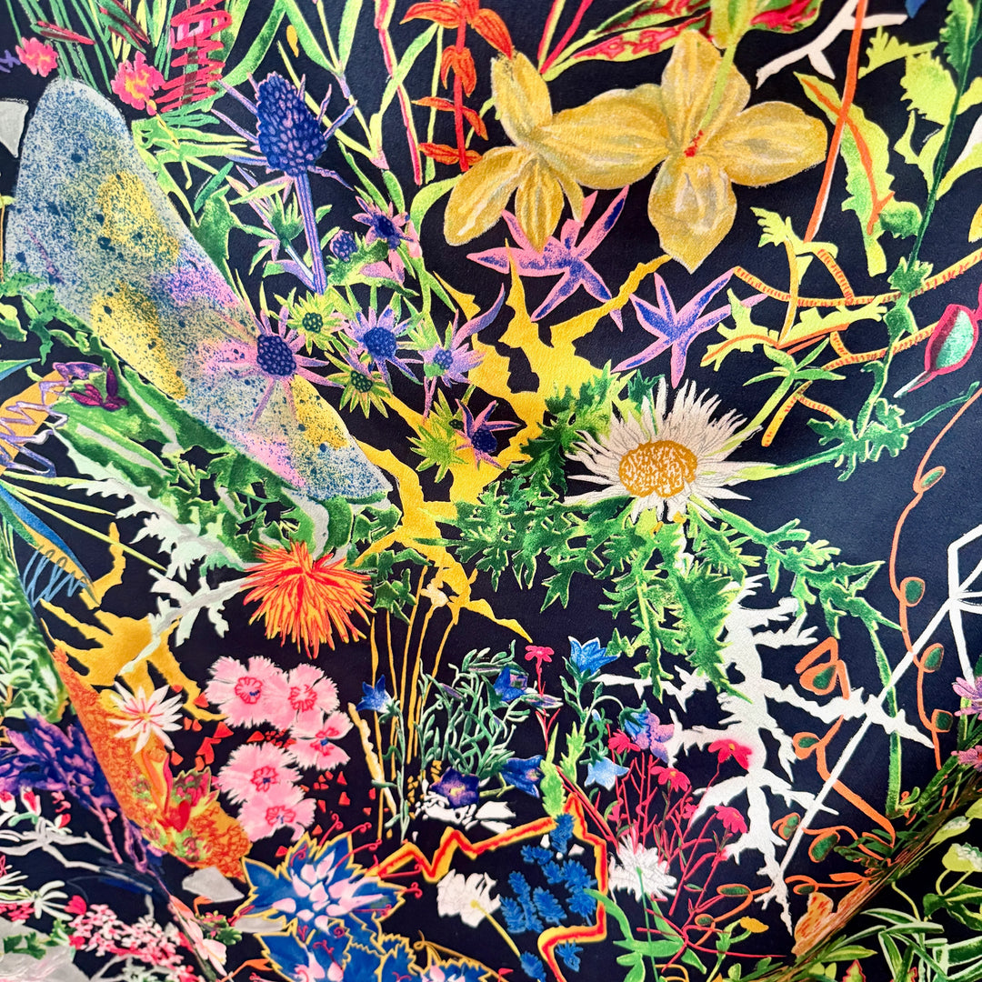 FABRIC FRONTLINE FLORA by Hermann Stocki 90s Large Silk Scarf