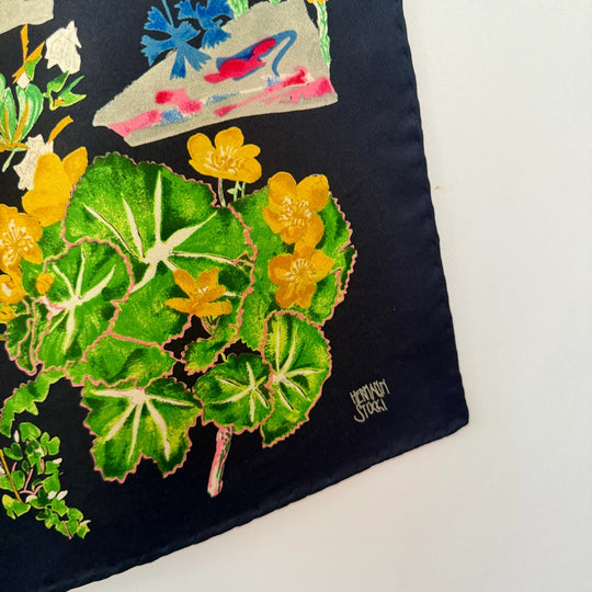 FABRIC FRONTLINE FLORA by Hermann Stocki 90s Large Silk Scarf