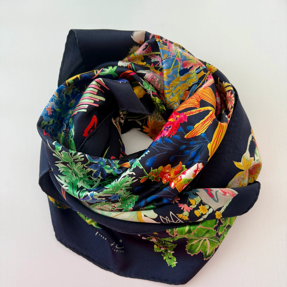 FABRIC FRONTLINE FLORA by Hermann Stocki 90s Large Silk Scarf