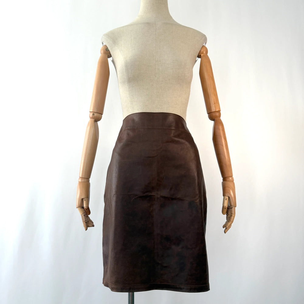AKRIS Distressed Lamb Nappa Skirt