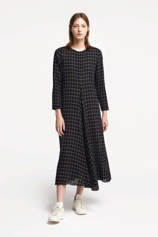 POMANDERE Windowpane Midi Dress