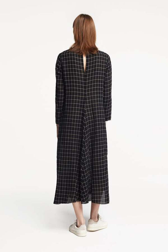 POMANDERE Windowpane Midi Dress