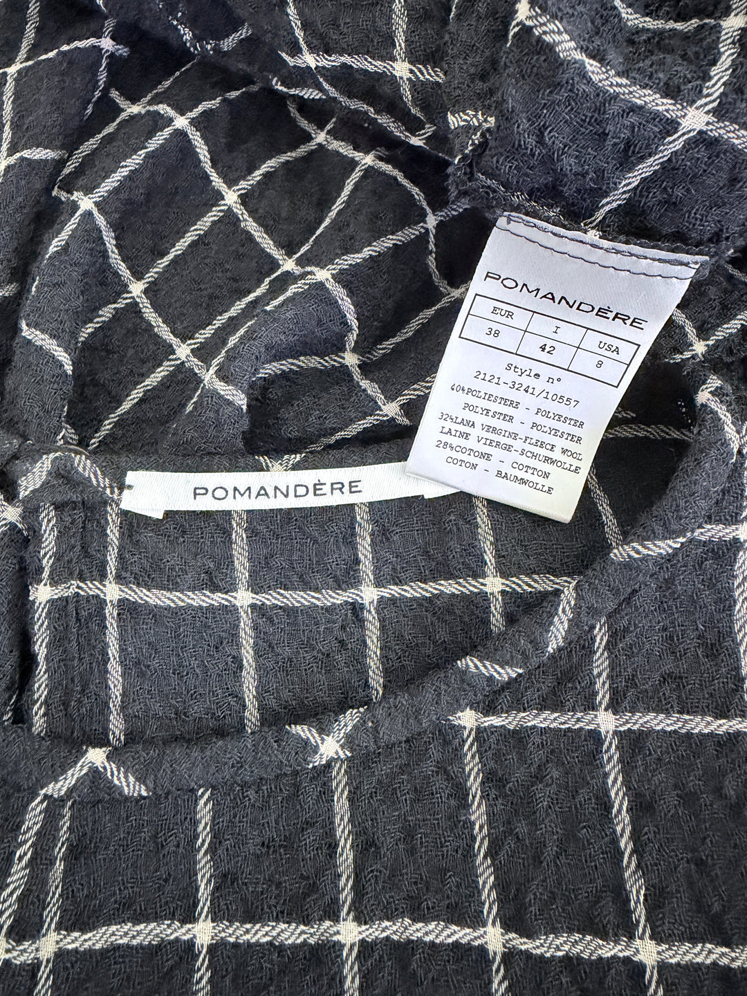 POMANDERE Windowpane Midi Dress