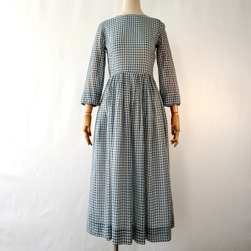 Kate Barton Blue Gingham Cotton Maxi Dress – Size XS