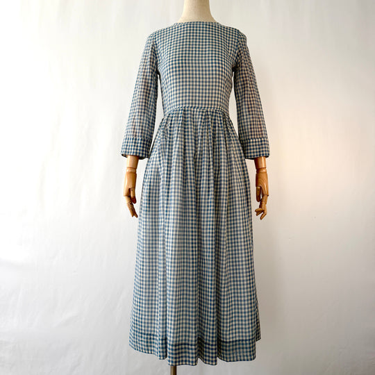 Kate Barton Blue Gingham Cotton Maxi Dress – Size XS
