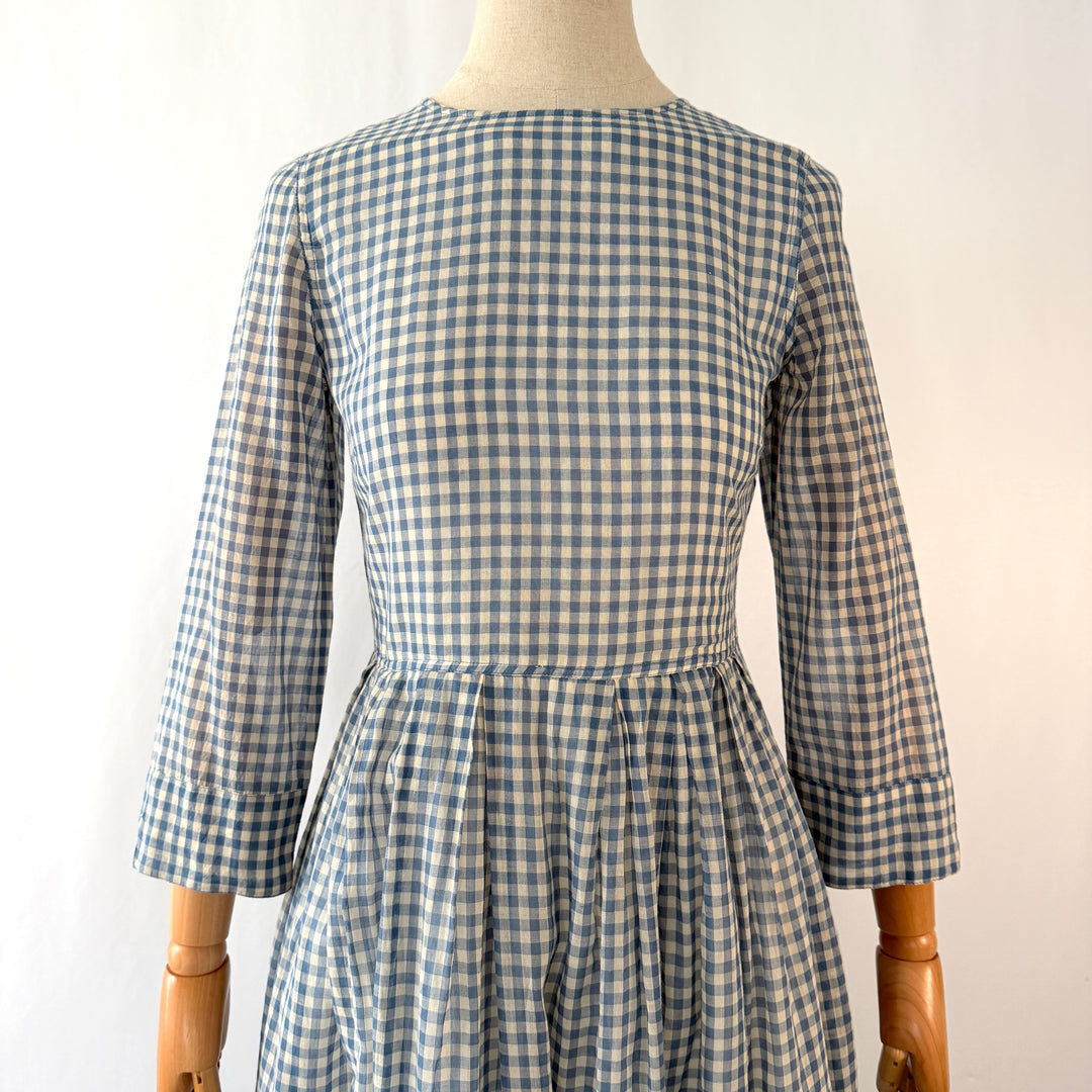 Kate Barton Blue Gingham Cotton Maxi Dress – Size XS