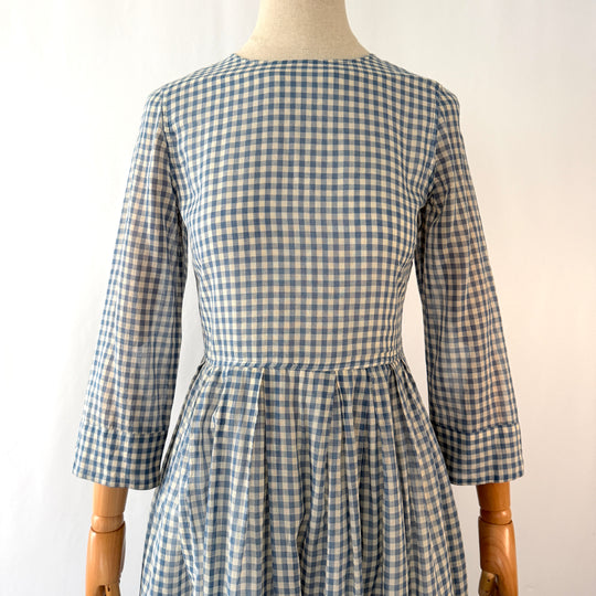 Kate Barton Blue Gingham Cotton Maxi Dress – Size XS