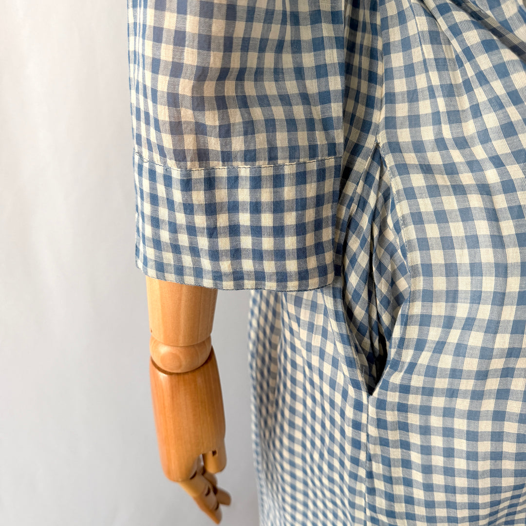 Kate Barton Blue Gingham Cotton Maxi Dress – Size XS