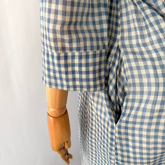 Kate Barton Blue Gingham Cotton Maxi Dress – Size XS