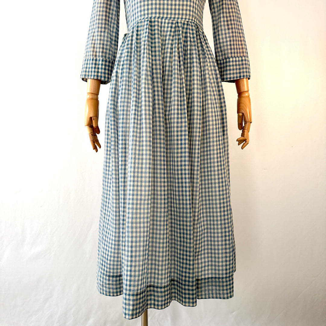 Kate Barton Blue Gingham Cotton Maxi Dress – Size XS