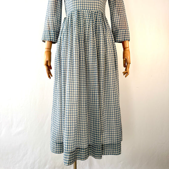 Kate Barton Blue Gingham Cotton Maxi Dress – Size XS