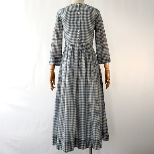 Kate Barton Blue Gingham Cotton Maxi Dress – Size XS