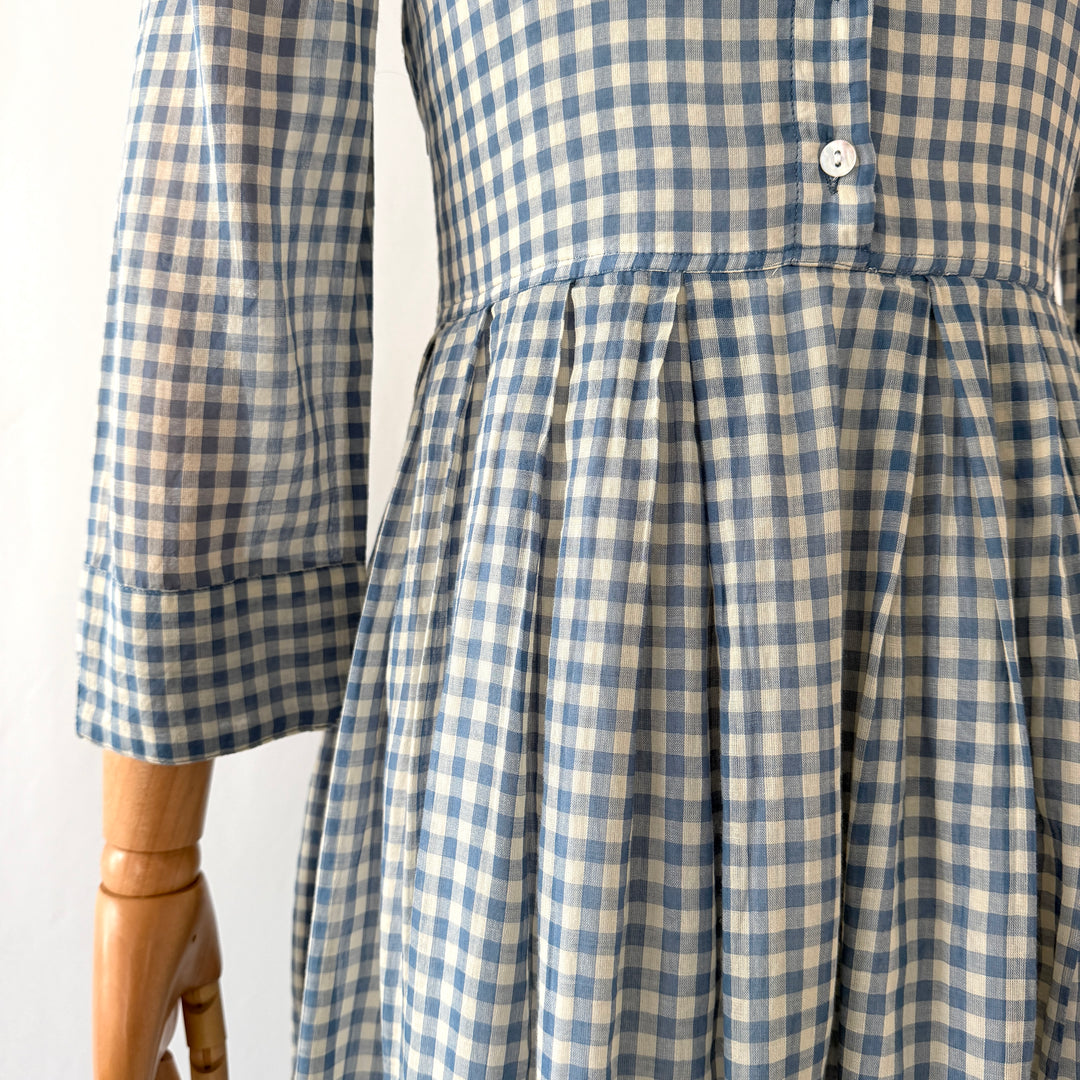 Kate Barton Blue Gingham Cotton Maxi Dress – Size XS