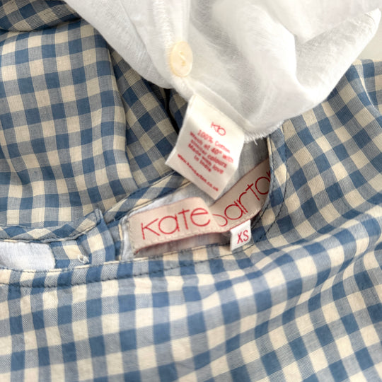 Kate Barton Blue Gingham Cotton Maxi Dress – Size XS