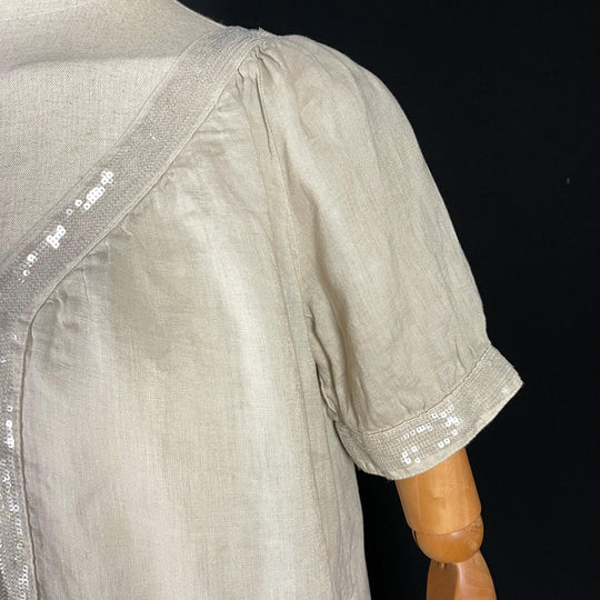 120% LINO Beige Linen Dress