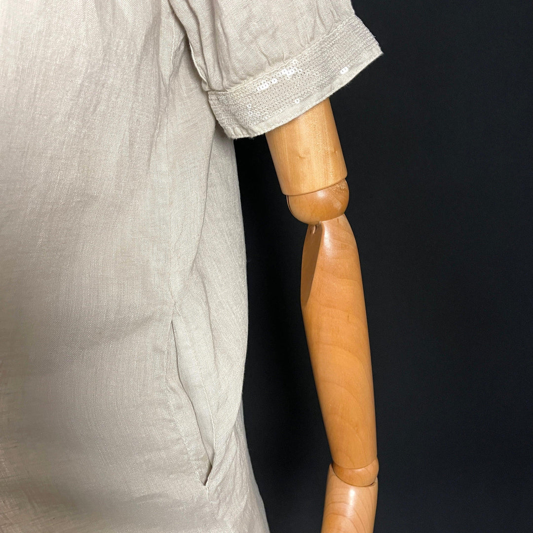 120% LINO Beige Linen Dress