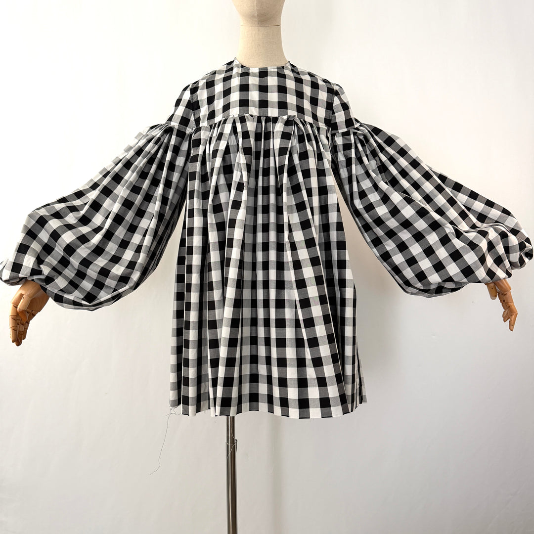 Marques’Almeida Black &amp; White Gingham Cotton Mini Dress