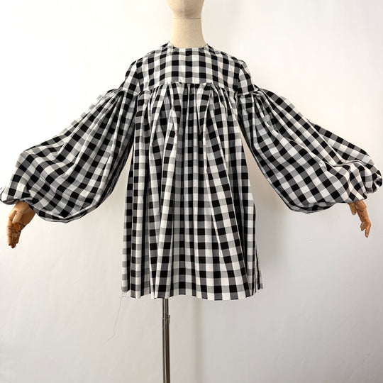 Marques’Almeida Black &amp; White Gingham Cotton Mini Dress