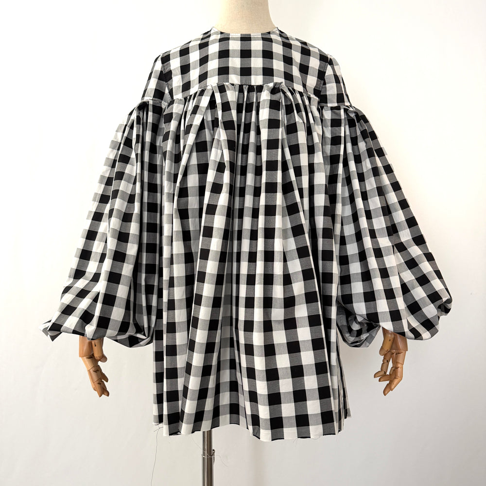 Marques’Almeida Black & White Gingham Cotton Mini Dress