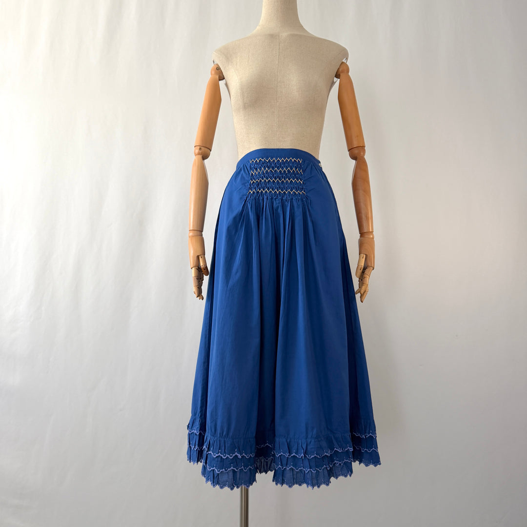 Thierry Colson “Yulia” Cotton Midi Skirt in Greek Blue — Size S