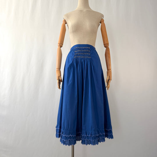 Thierry Colson “Yulia” Cotton Midi Skirt in Greek Blue — Size S