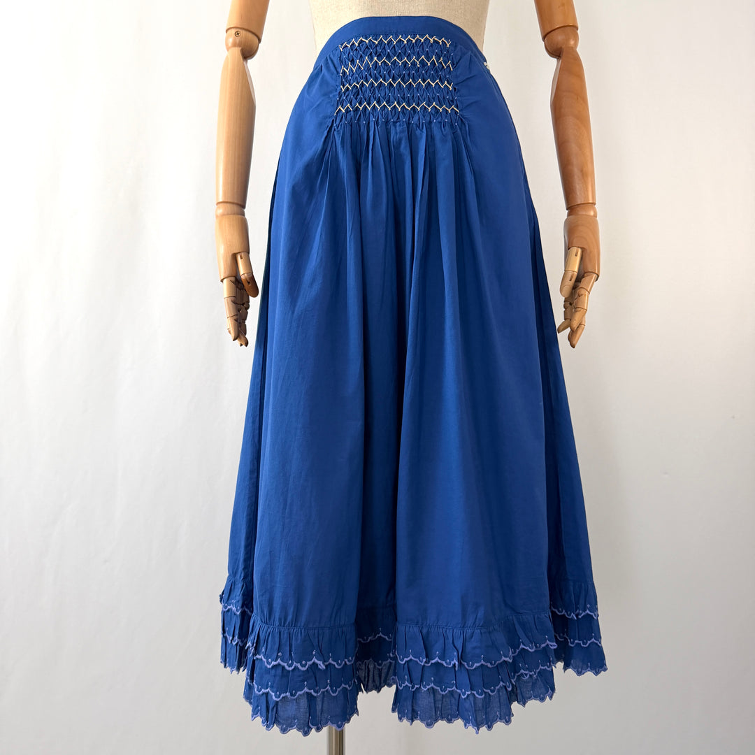 Thierry Colson “Yulia” Cotton Midi Skirt in Greek Blue — Size S