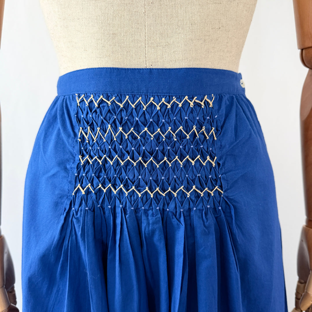 Thierry Colson “Yulia” Cotton Midi Skirt in Greek Blue — Size S