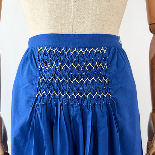 Thierry Colson “Yulia” Cotton Midi Skirt in Greek Blue — Size S