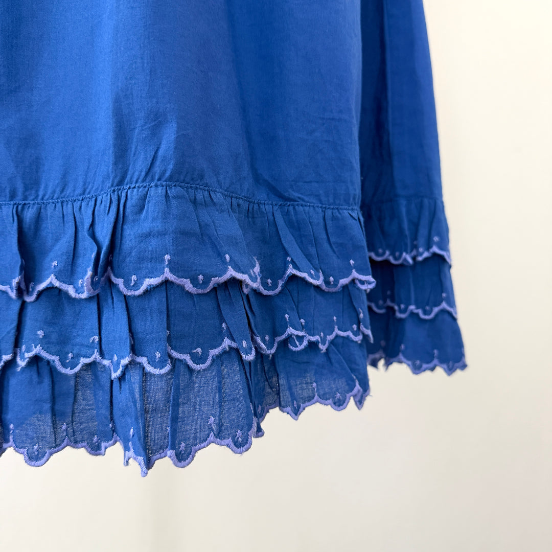 Thierry Colson “Yulia” Cotton Midi Skirt in Greek Blue — Size S