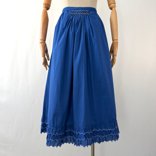 Thierry Colson “Yulia” Cotton Midi Skirt in Greek Blue — Size S
