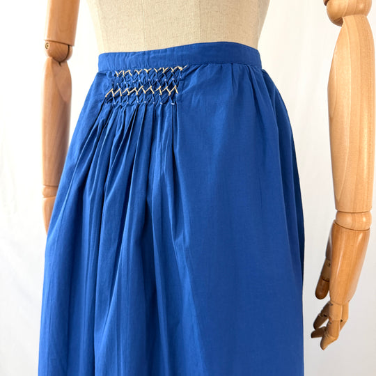 Thierry Colson “Yulia” Cotton Midi Skirt in Greek Blue — Size S