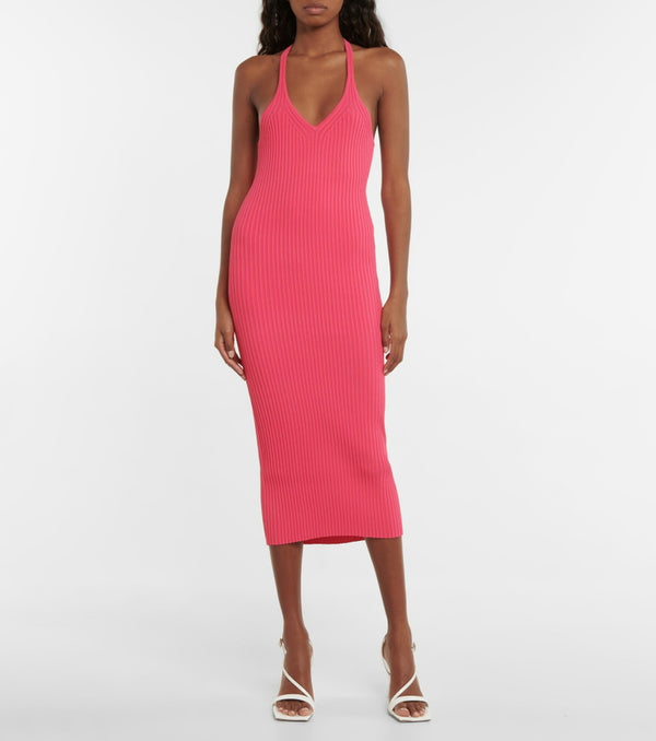 Helmut Lang - Ribbed-knit halterneck midi dress