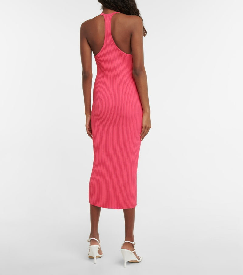 Helmut Lang - Ribbed-knit halterneck midi dress
