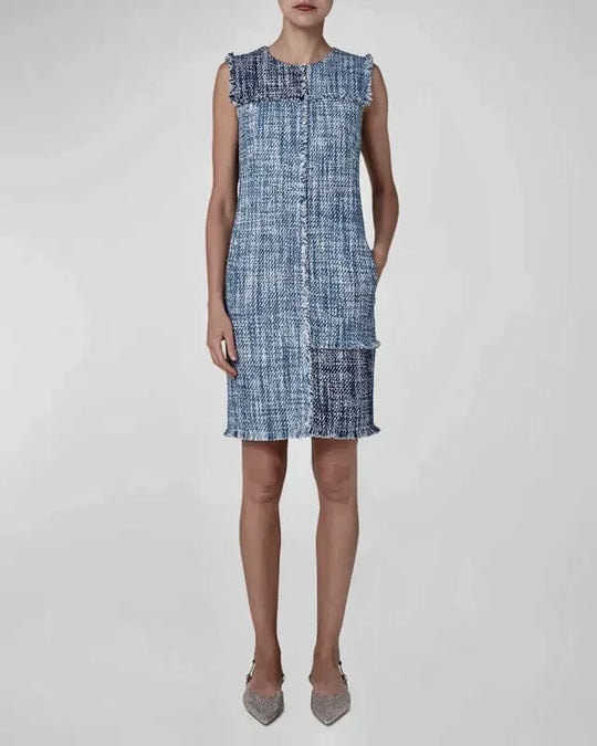AKRIS Blue Tweed Dress