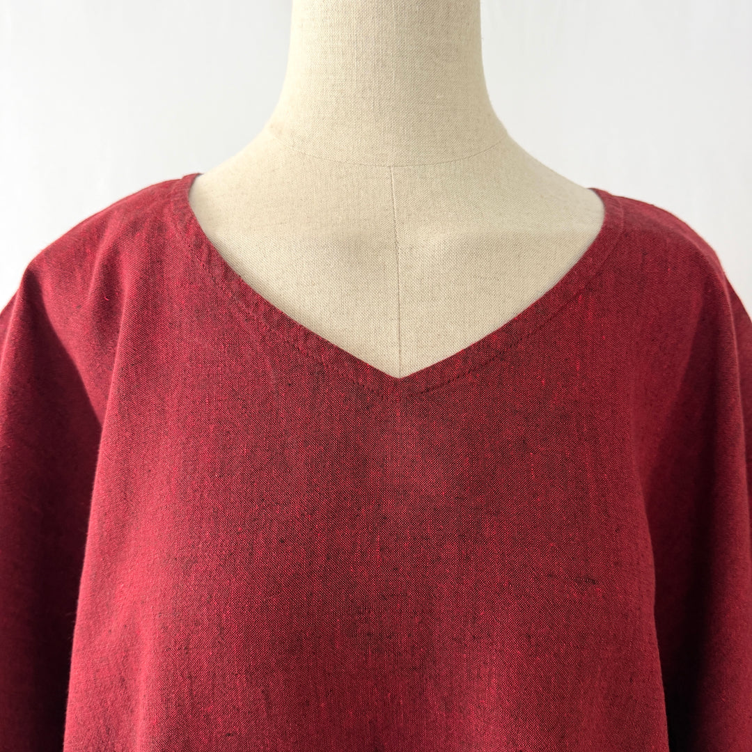 AGATHE New Oversized linen kaftan tunic top with wide kimono sleeves